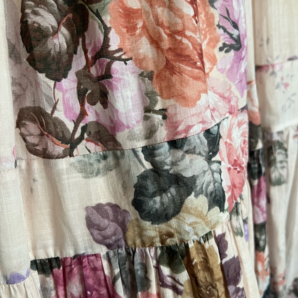 Zimmermann Floral Tiered Maxi Dress in White and Pink - Picture 5 of 9